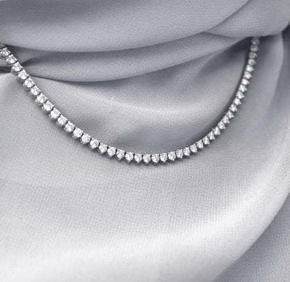 Diamond CZ 3MM 3prong Tennis/Riviera Necklavce - KN22053