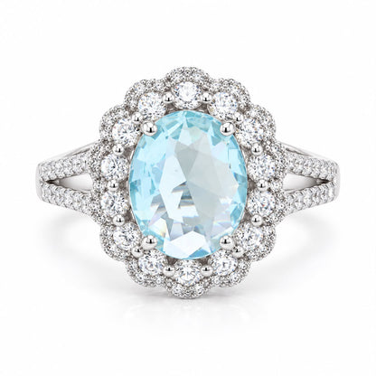 Oval Double Halo Statement Ring - KR66973