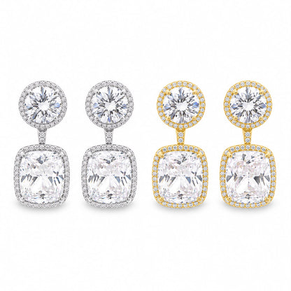 Cushion Cut Drop Halo Earrings - KE192018