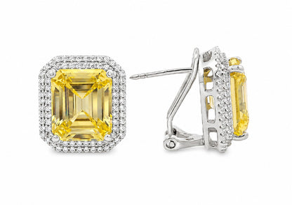Double Halo Elegant Emerald Cut Earring - KE192046