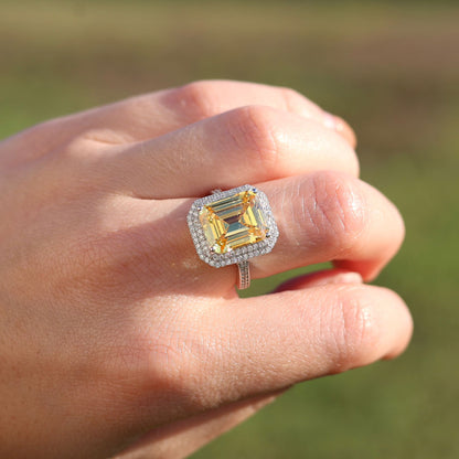 Elegant Large Emerald Cut Double Halo Ring - KR661014