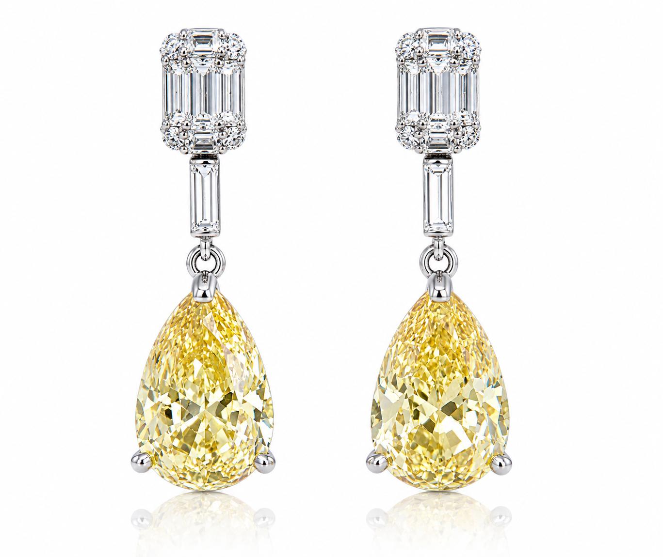 Baguette with pear shape drop Earrings - KE192110