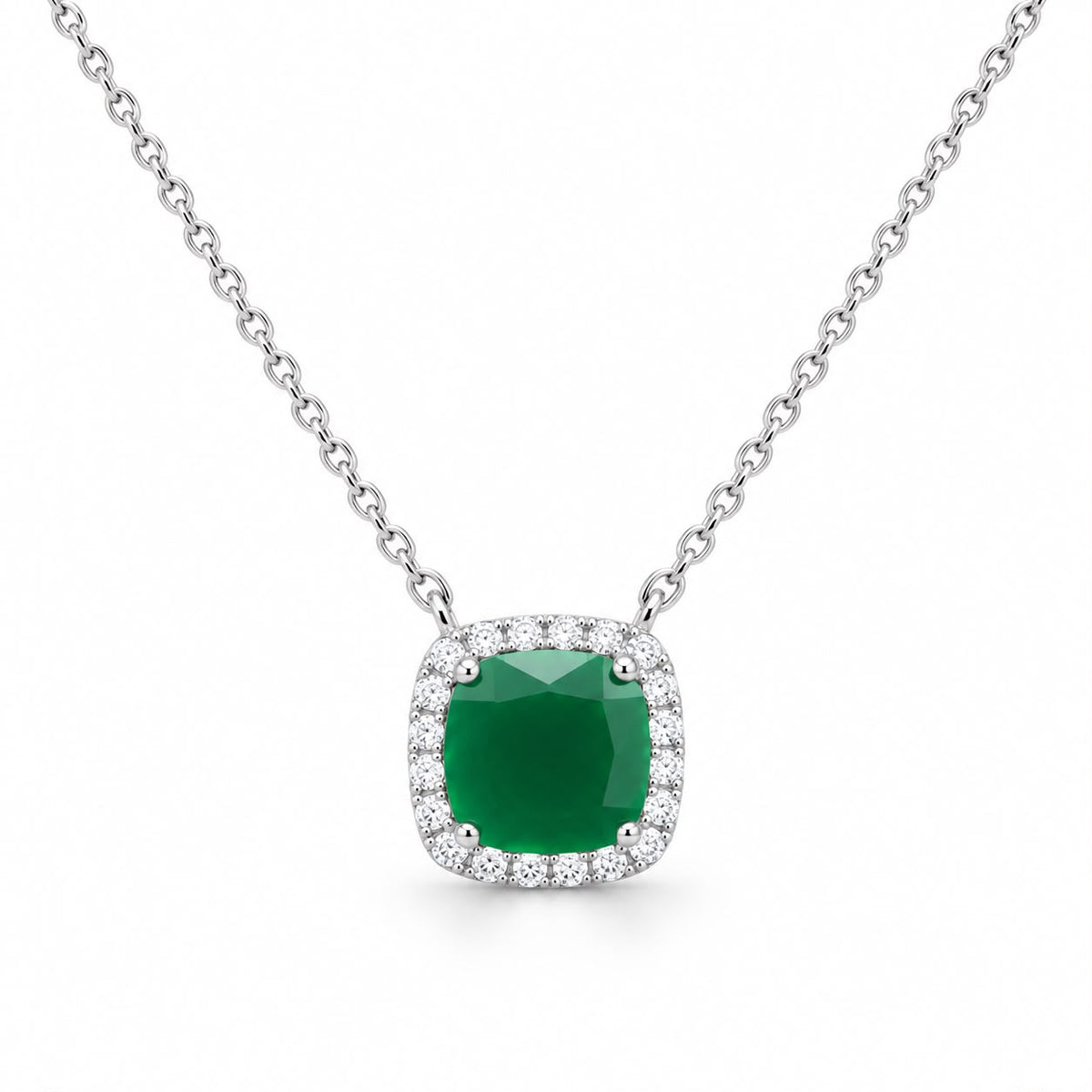 Halo Cushion Necklace 15+3" - PGN29867