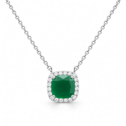 Halo Cushion Necklace 15+3" - PGN29867