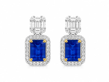 Baguette & Emerald Cut Halo Earring - KE192048