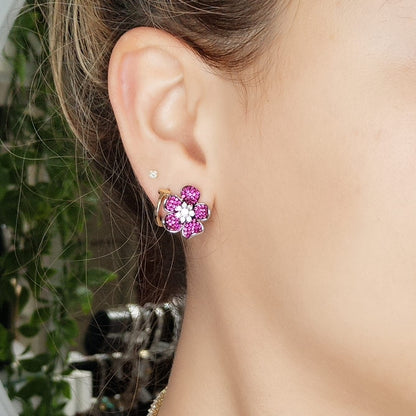 Pave Flower Stud Earring - KE192106
