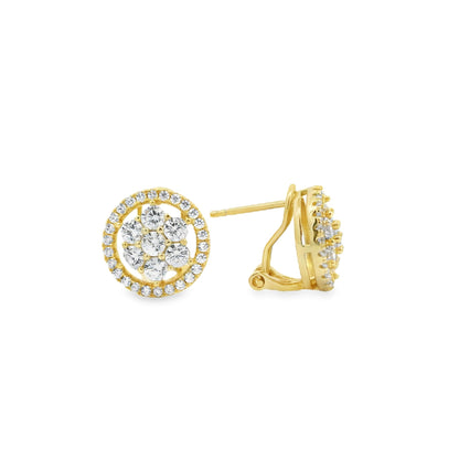 Flower Bridal Button Earring - KE19947