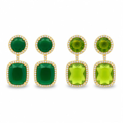 Cushion Cut Drop Halo Earrings - KE192018