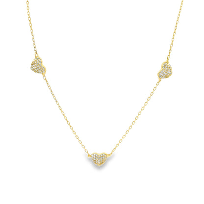 Pave Mini Heart Station Necklace 15+3" - PGN22313