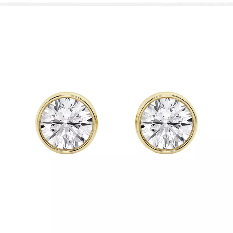Round Bezel Diamond Studs -