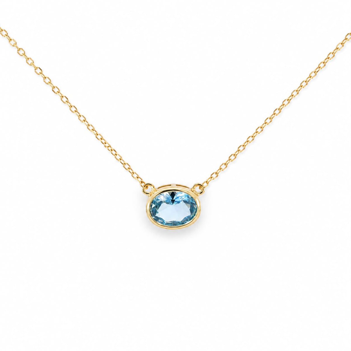 Oval East West Bezel Necklace 15+3" - PGN22318