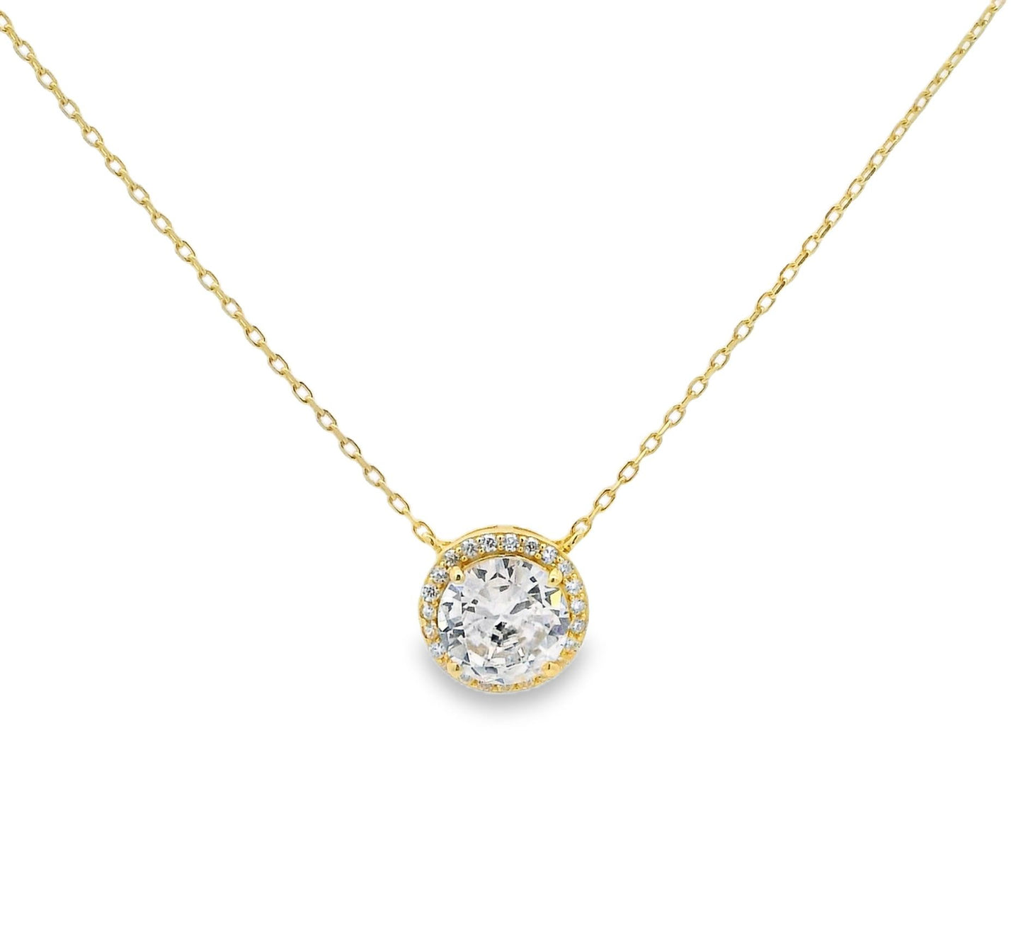 8MM Halo Solitaire Necklace 15+3" - PGN29578