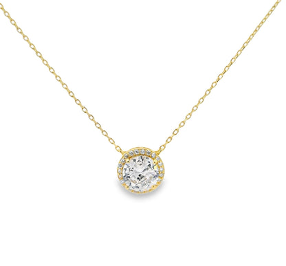 8MM Halo Solitaire Necklace 15+3" - PGN29578
