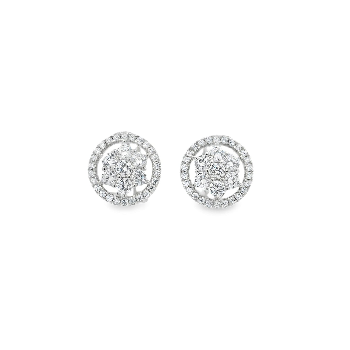 Flower Bridal Button Earring - KE19947