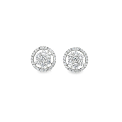 Flower Bridal Button Earring - KE19947
