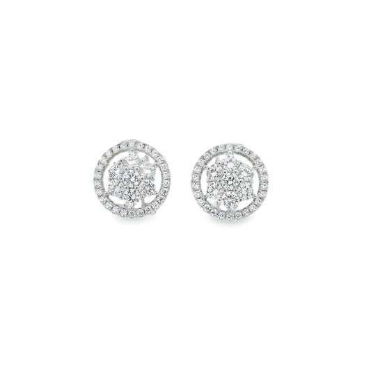 Flower Bridal Button Earring - KE19947