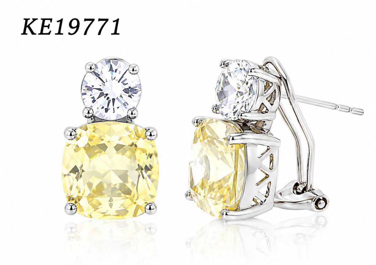 Medium Classic Double Stones CZ Earring – KE19771