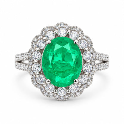 Oval Double Halo Statement Ring - KR66973