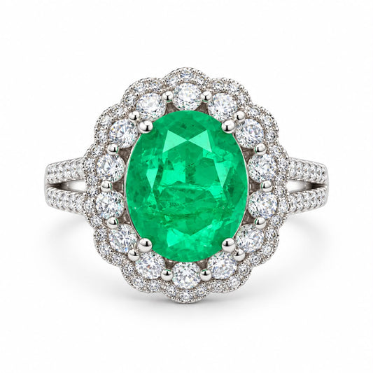 Oval Double Halo Statement Ring - KR66973