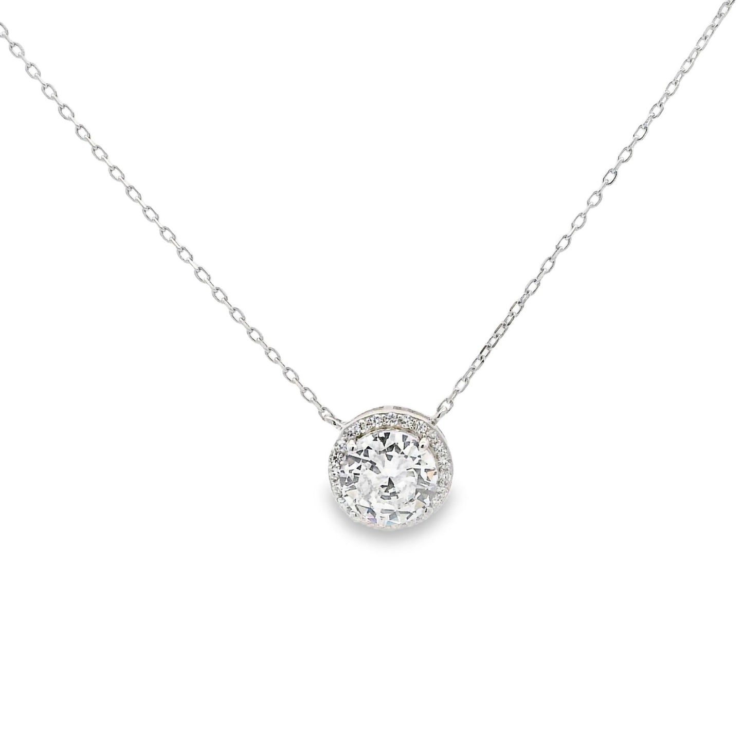 8MM Halo Solitaire Necklace 15+3" - PGN29578