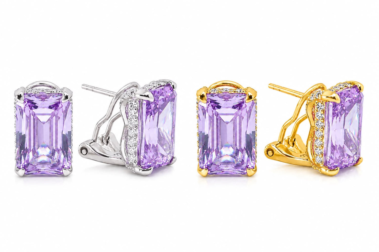 Mini Emerald Cut with Halo Stud - KE192045