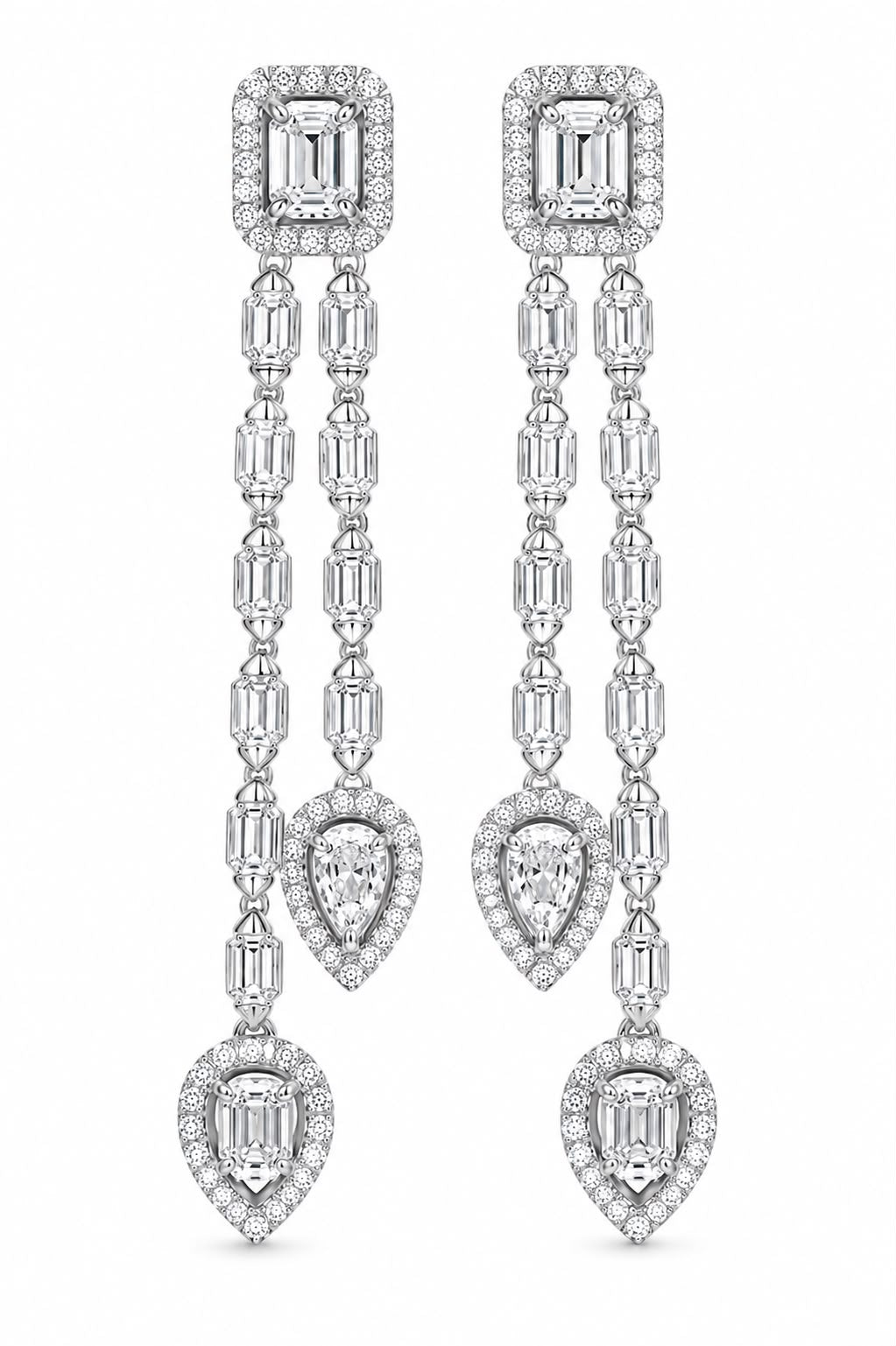Luxury baguette Diamond Drop Earrings - KE192174