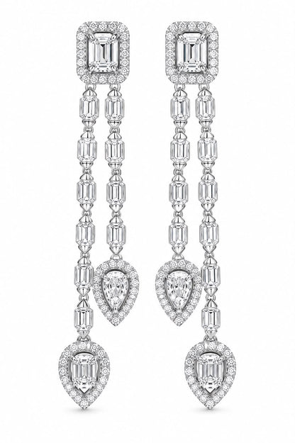 Luxury baguette Diamond Drop Earrings - KE192174