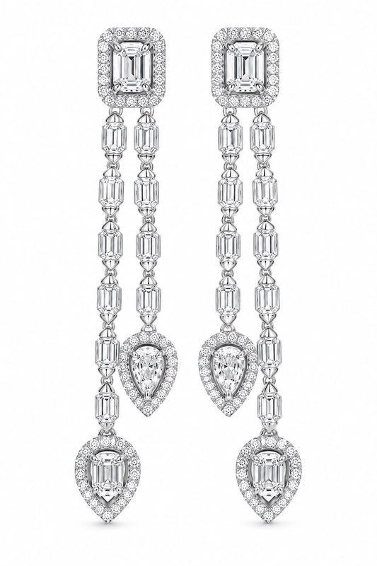 Luxury baguette Diamond Drop Earrings - KE192174