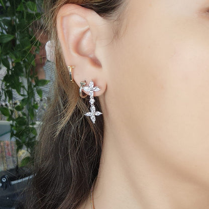 Floral Marquise 2 Drop Earrings - KE192101