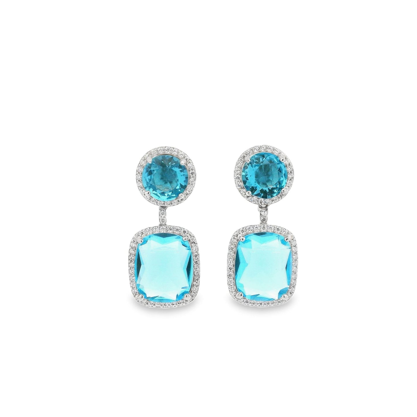 Cushion Cut Drop Halo Earrings - KE192018