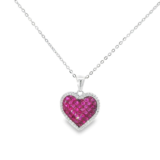 Inivisble Set Heart Necklace 15+3" - PGN21434PW