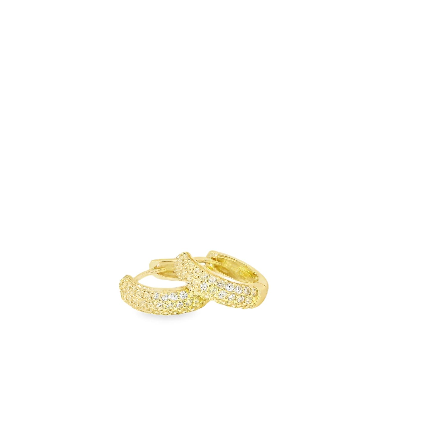 Mini Three Row Pave Diamond CZ Huggie Earrings - KE19219