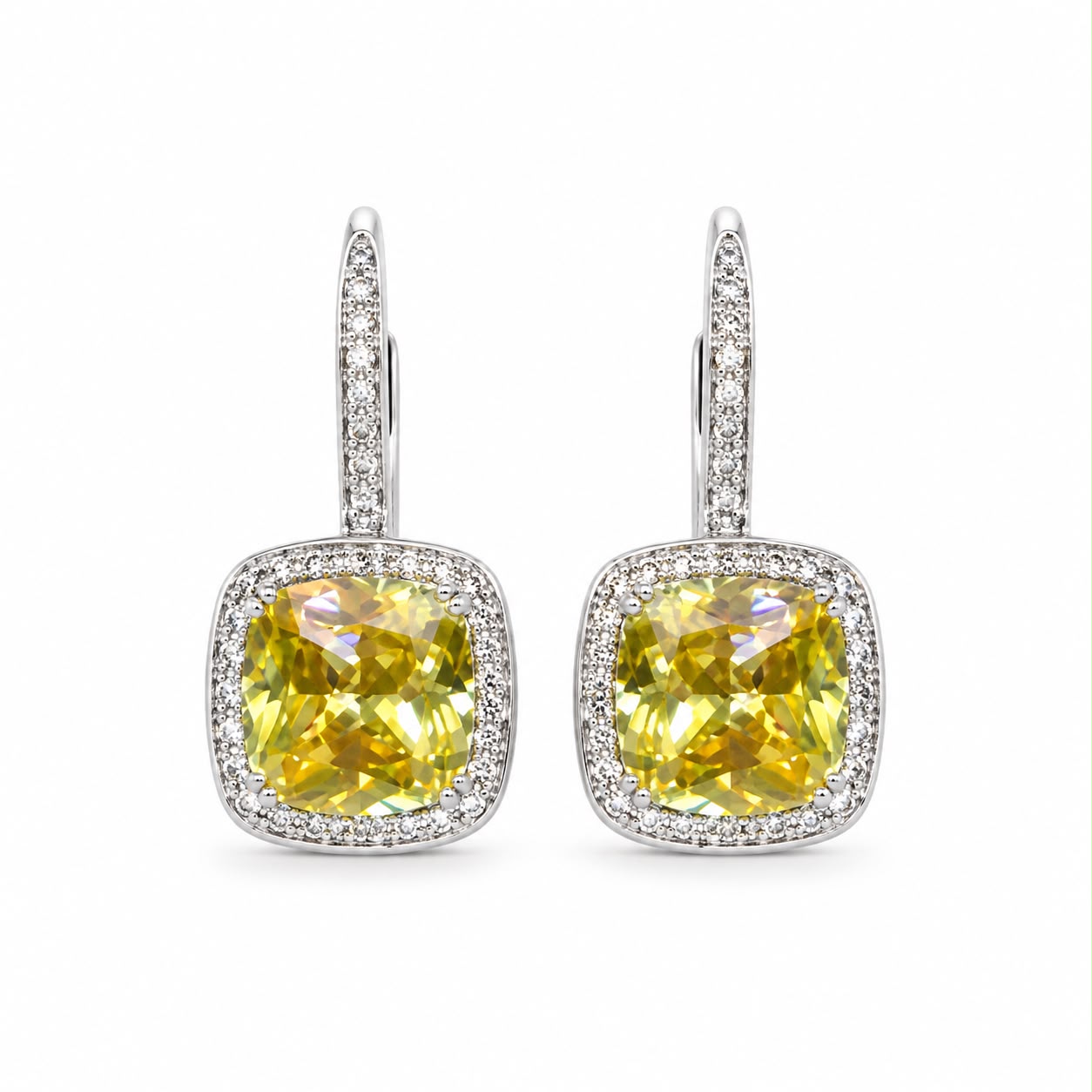 Cushion Halo Drop Earring - KE19776