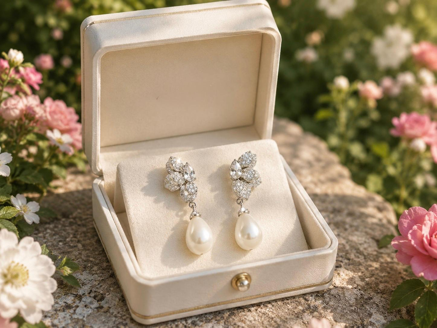 Half Flower Pearl Earring - KE191030