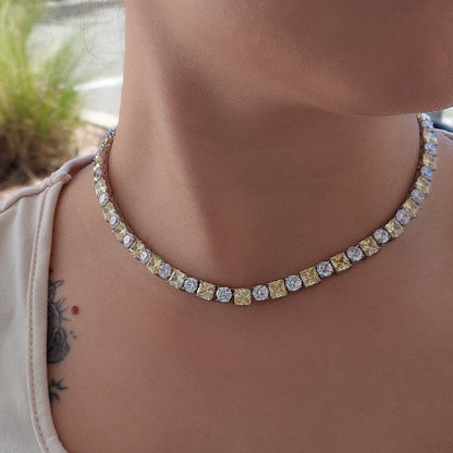 Princess cut and Round Elegant 16" Necklace - KN22121