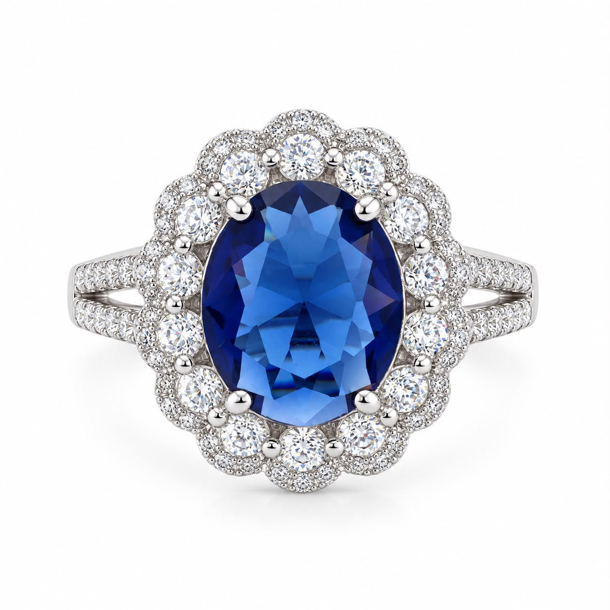 Oval Double Halo Statement Ring - KR66973