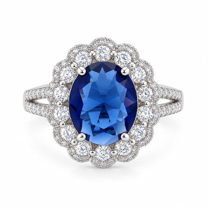 Oval Double Halo Statement Ring - KR66973