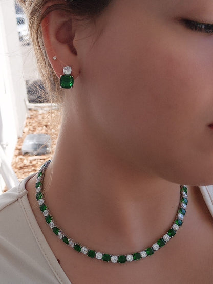 Princess cut and Round Elegant 16" Necklace - KN22121