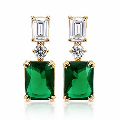 Double Emerald Cut Drop Earrings - KE192014