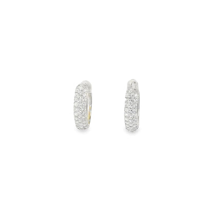 Medium Three Row Pave Diamond CZ Huggie Earrings - KE19488