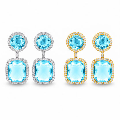 Cushion Cut Drop Halo Earrings - KE192018