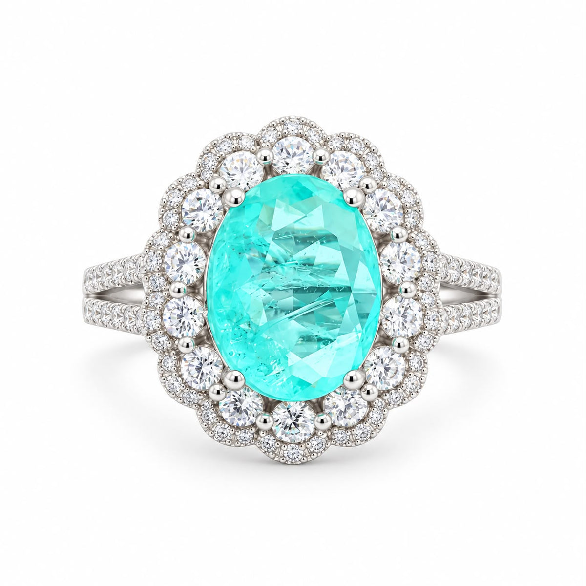 Oval Double Halo Statement Ring - KR66973