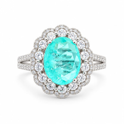 Oval Double Halo Statement Ring - KR66973