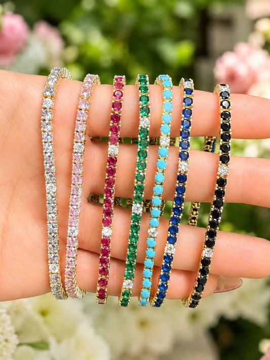 Color & Diamond CZ 7/1 3MM 4prong Tennis Bracelet - KB33070