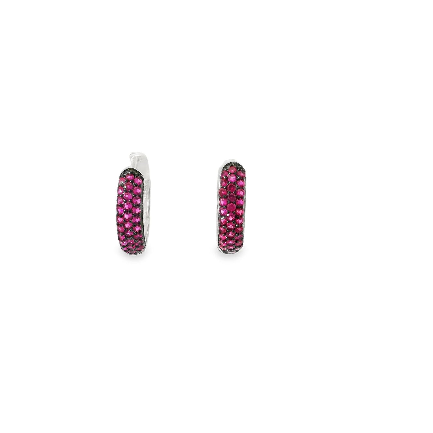 Medium Three Row Pave Diamond CZ Huggie Earrings - KE19488