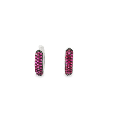 Medium Three Row Pave Diamond CZ Huggie Earrings - KE19488