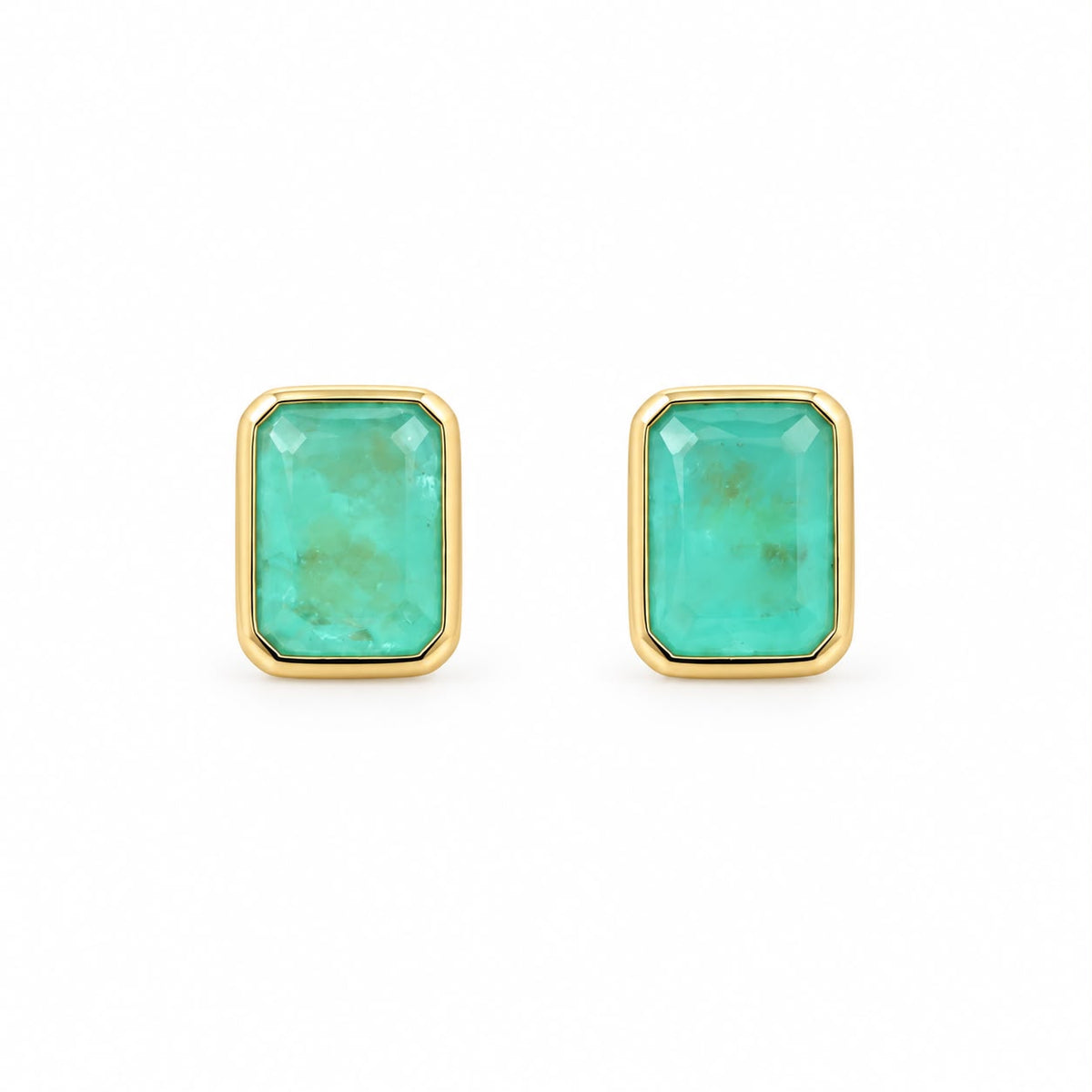Bezel Emerald Cut Stud Earring - KE191085