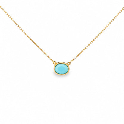 Oval East West Bezel Necklace 15+3" - PGN22318