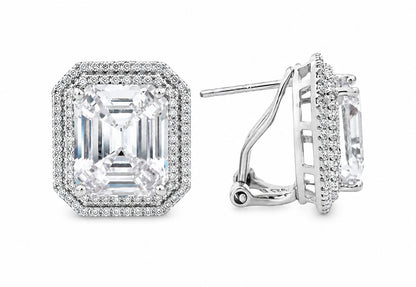 Double Halo Elegant Emerald Cut Earring - KE192046