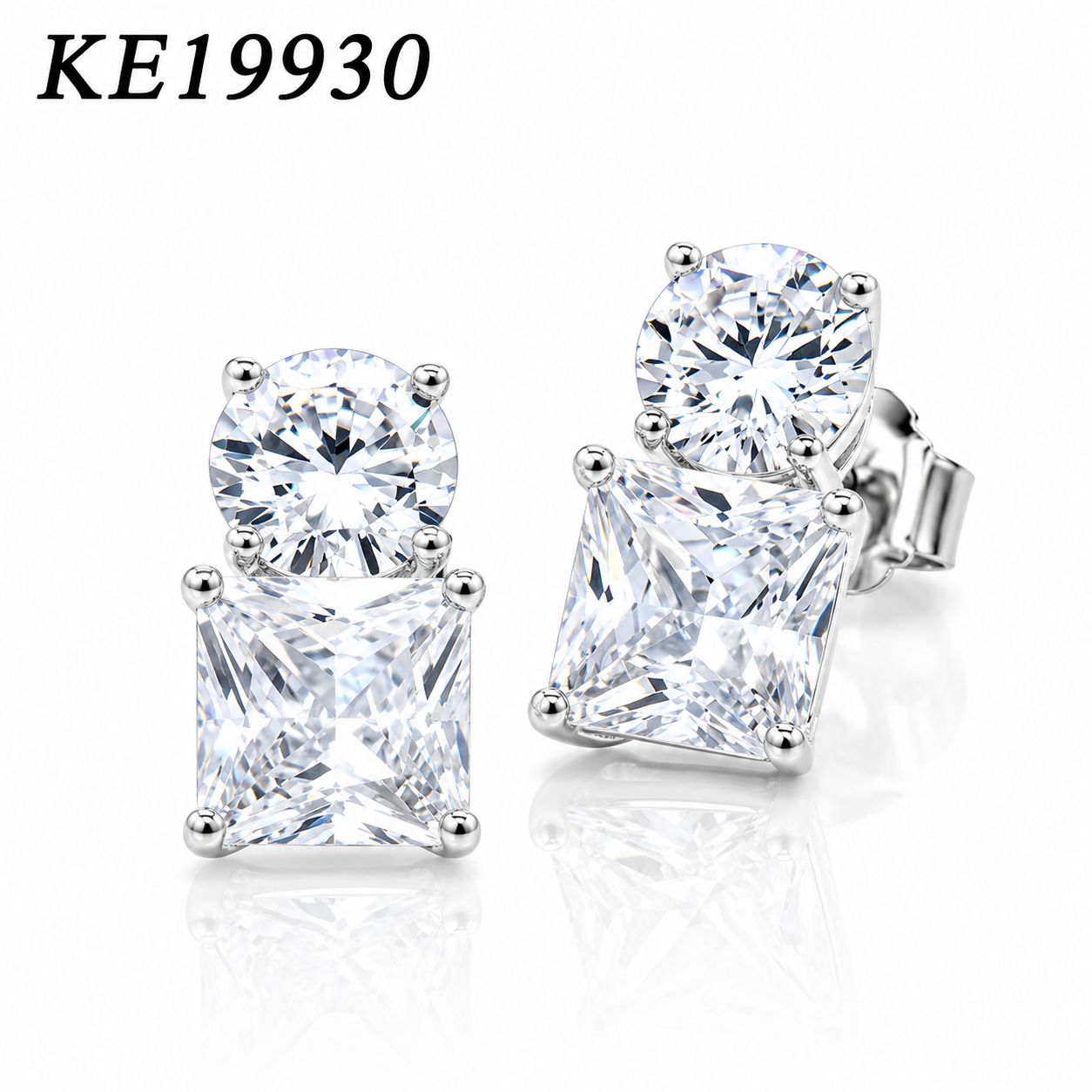Small Classic Double Stones CZ Earring – KE19930